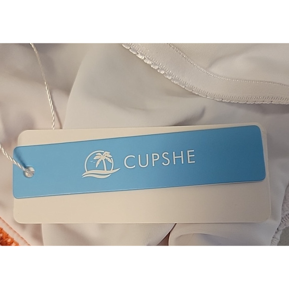 New Cupshe Colorblock One Piece Swimsuit Orange Peach‎ Tie Waist Summer Size S - Picture 6 of 10